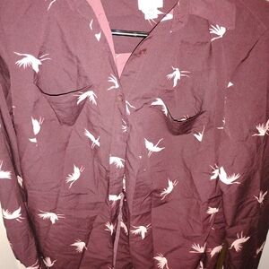 a new day Women's Button Down Shirt - Maroon and White